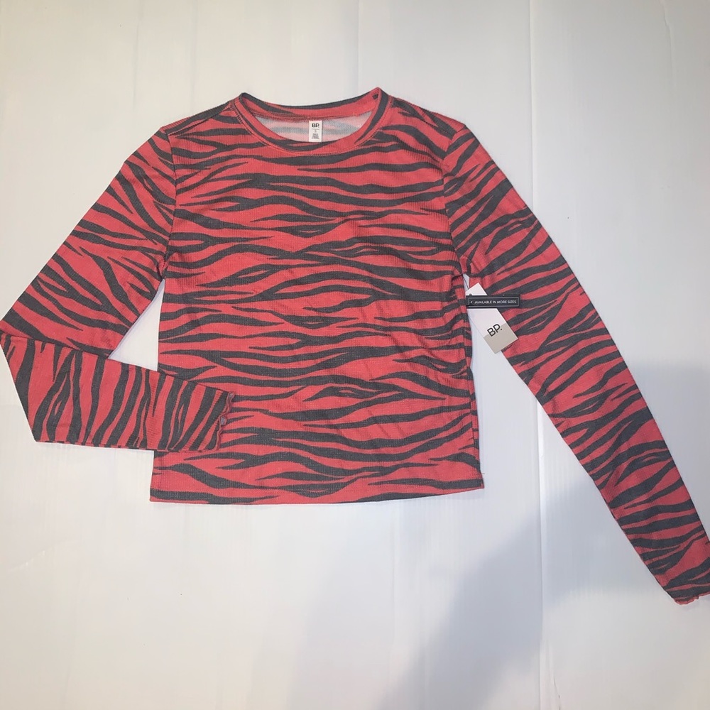 BP. red zebra striped long sleeve shirt!